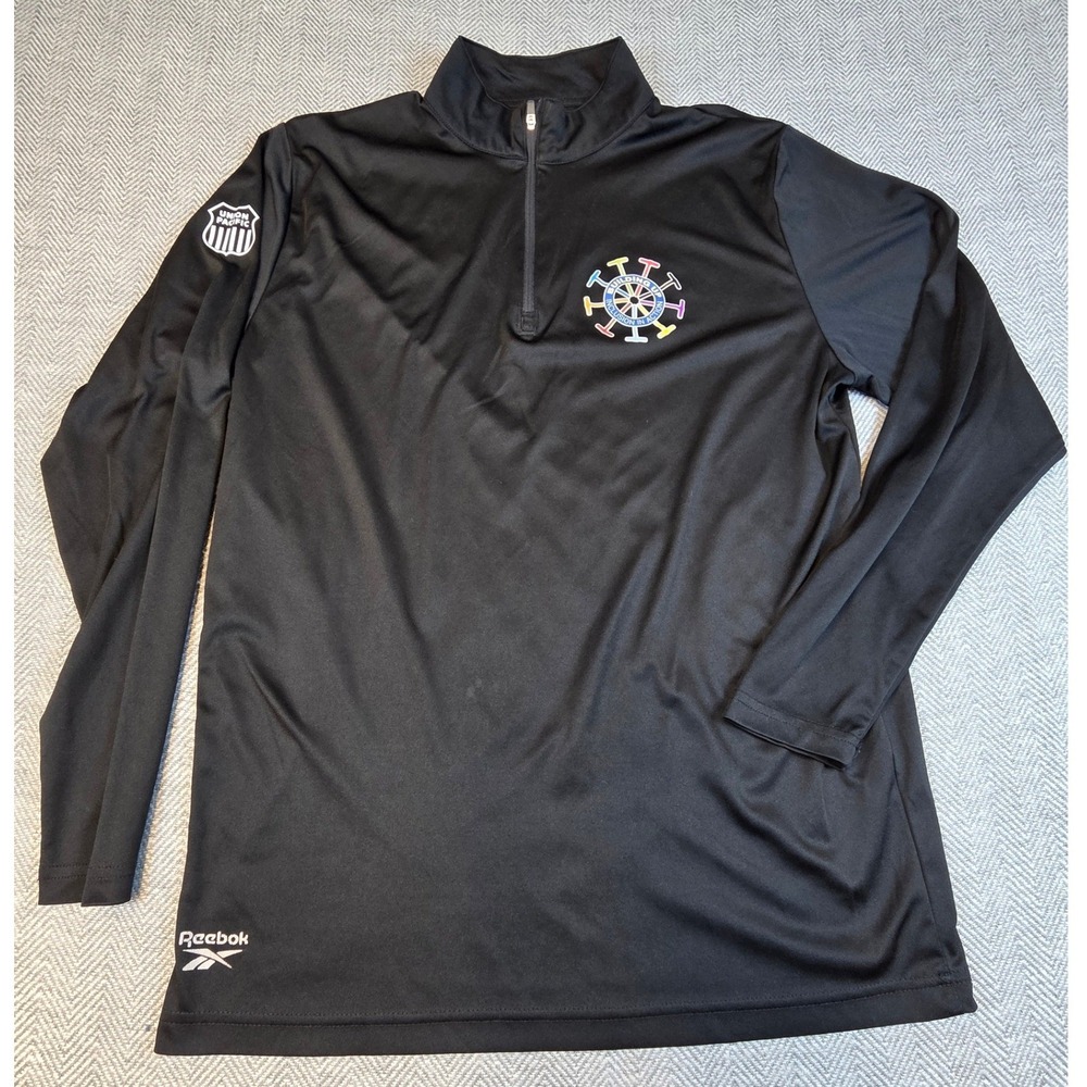 Reebok Mens Large Black Union Pacific Inclusion In Action Quarter Zip Pullover